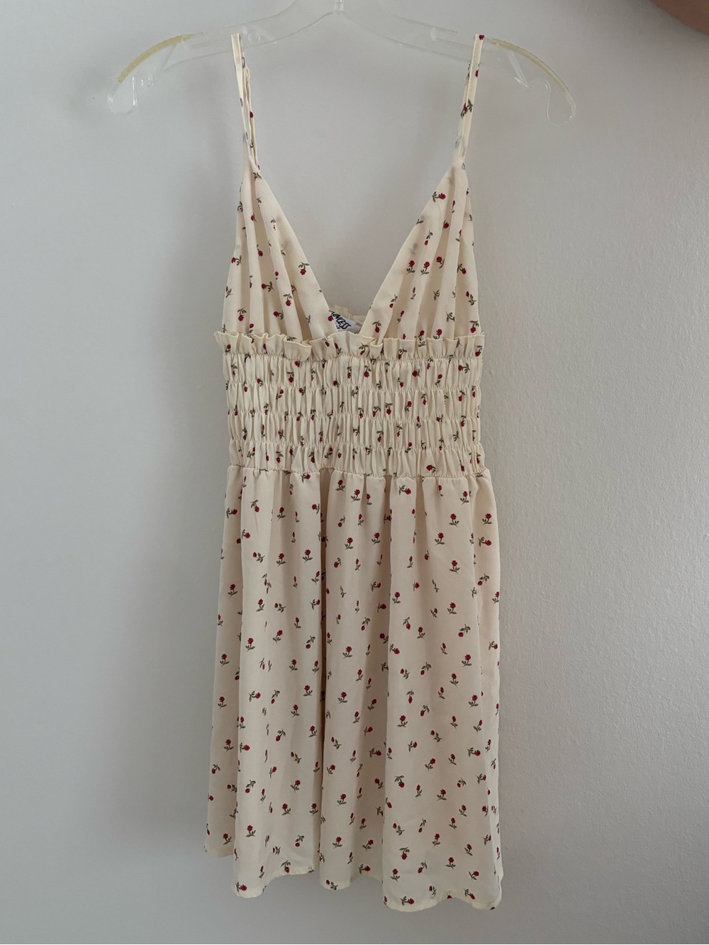 Princess Polly Cream Mini Dress with Red floral Print size 4